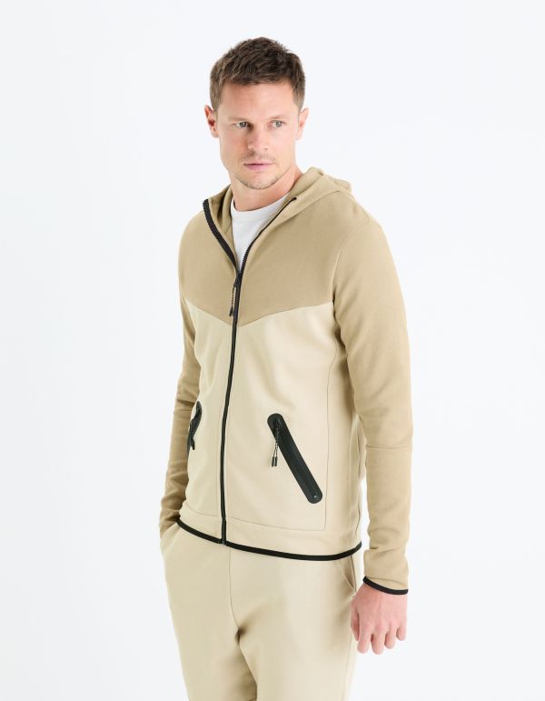 Veste zippée à capuche - beige
