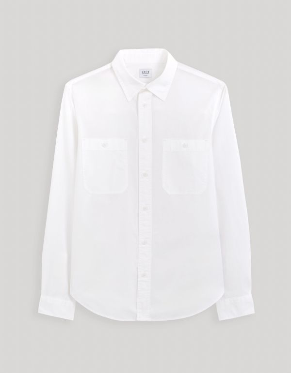 Chemise col français regular 100% coton - blanc