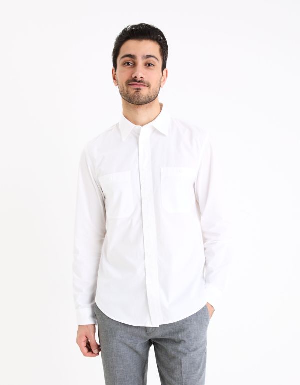 Chemise col français regular 100% coton - blanc