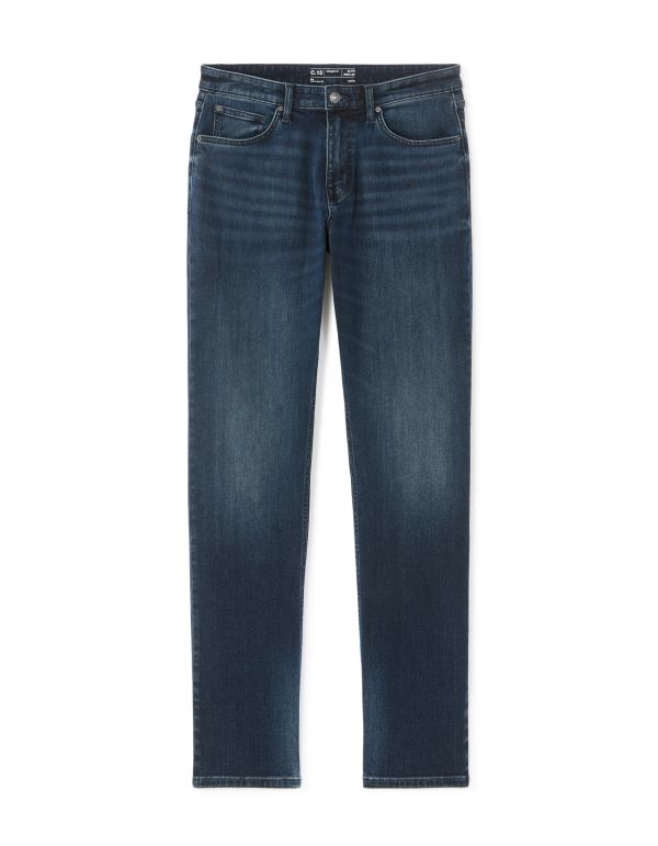 Jean C.15 straight coton stretch 3 longueurs - bleu foncé