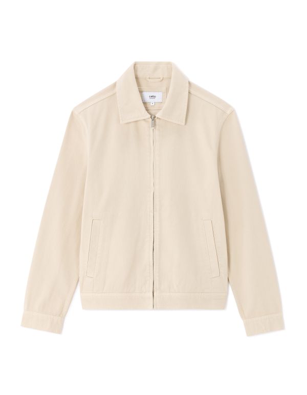 Veste zippé col chemise 100% coton - écru