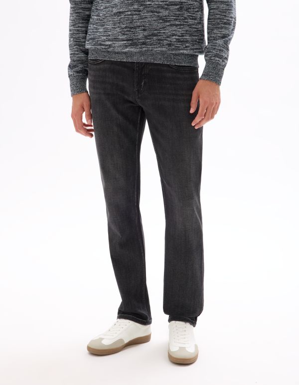 Jean C.15 straight stretch maille 3 longueurs - noir