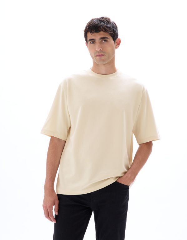 T-shirt oversize col rond - écru