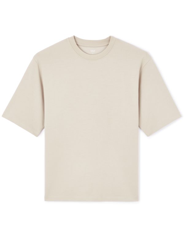 T-shirt infroissable oversize col rond - beige
