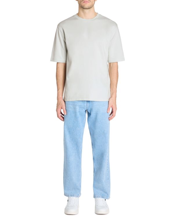 T-shirt infroissable oversize col rond - bleu
