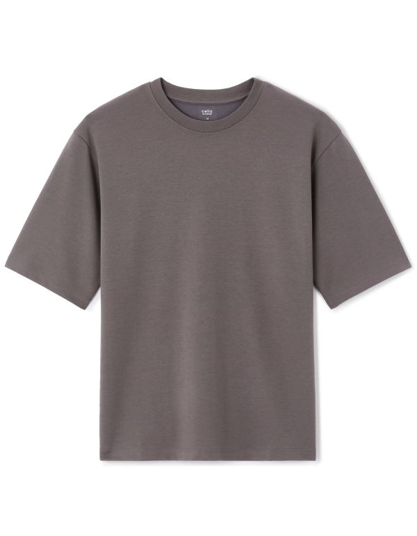 T-shirt infroissable oversize col rond - gris