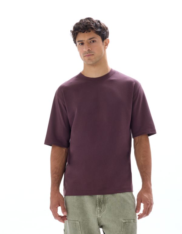 T-shirt oversize col rond - figue