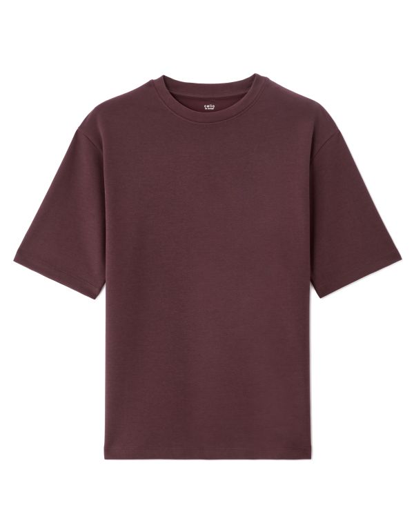 T-shirt oversize col rond - figue