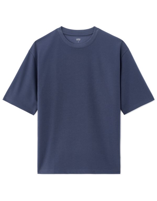T-shirt oversize col rond - bleu gris