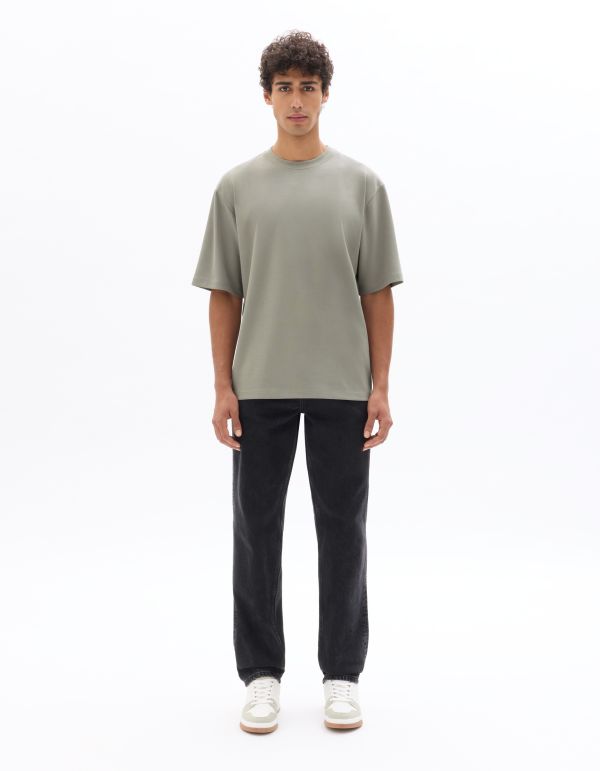 T-shirt oversize col rond - gris taupe