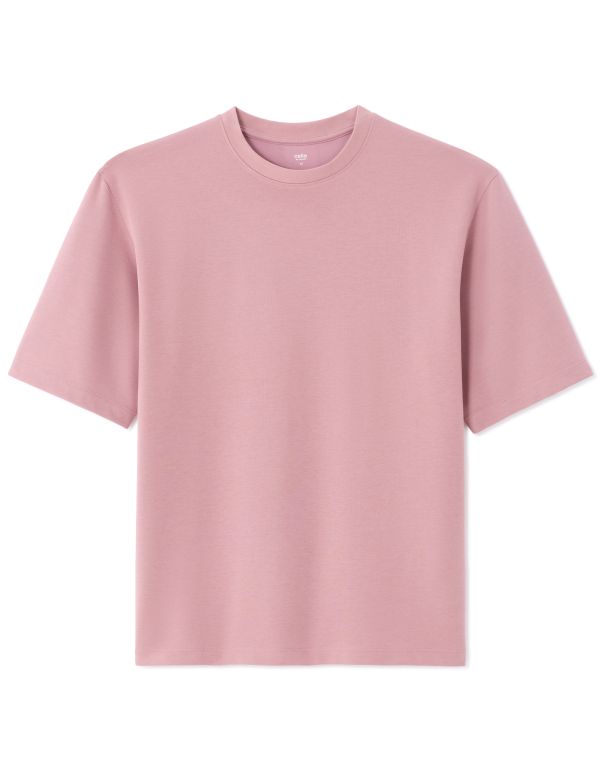 T-shirt oversize col rond - rose