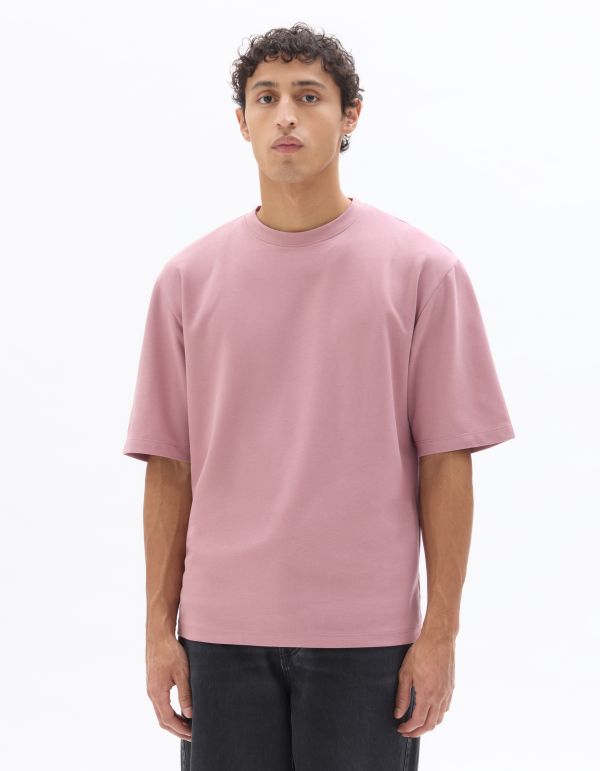 T-shirt oversize col rond - rose