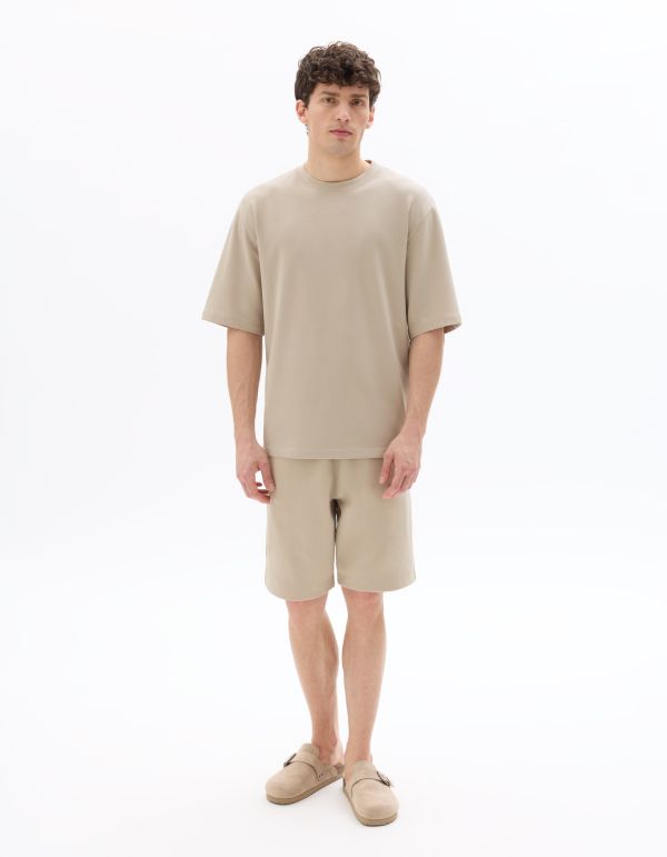 T.04 T-shirt oversize col rond - taupe clair