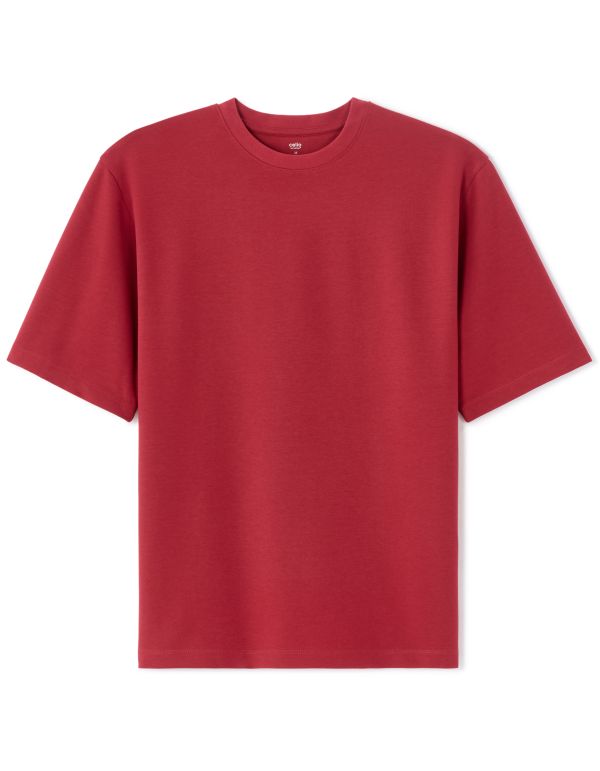 T-shirt oversize col rond - rouge