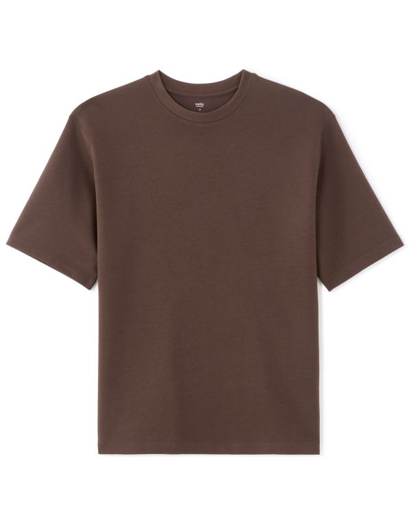 T.04 T-shirt oversize col rond - marron glacé