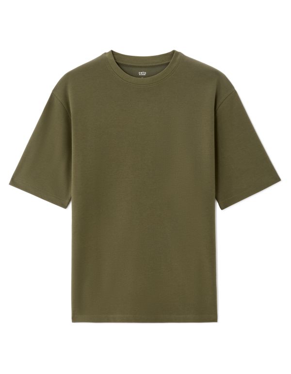 T-shirt oversize col rond - kaki