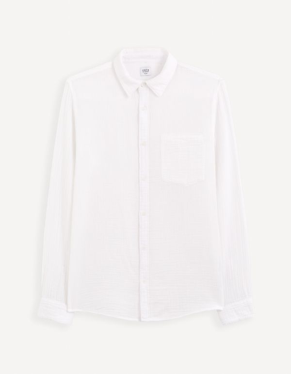 Chemise regular en gaze de coton - blanc