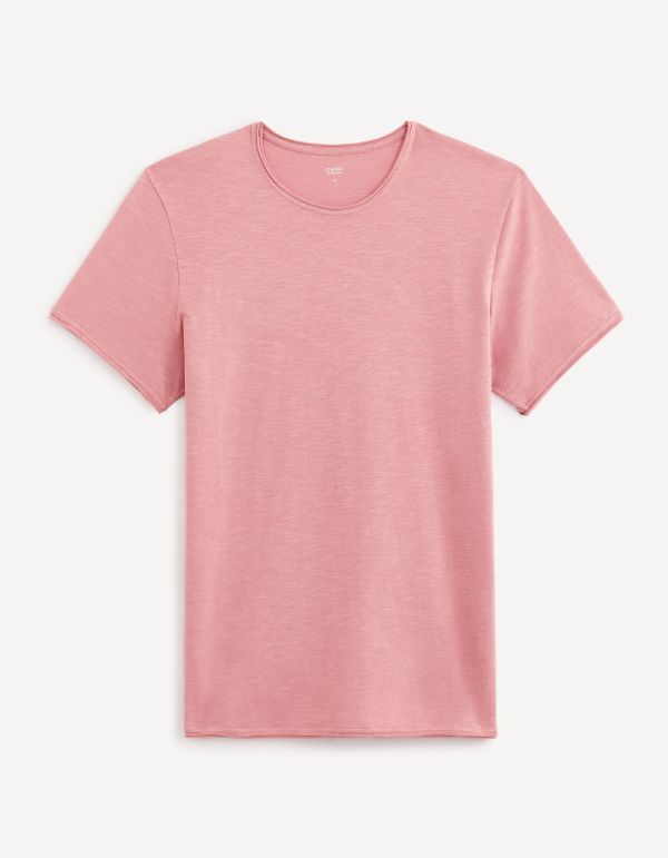 T-shirt à col rond en coton - rose