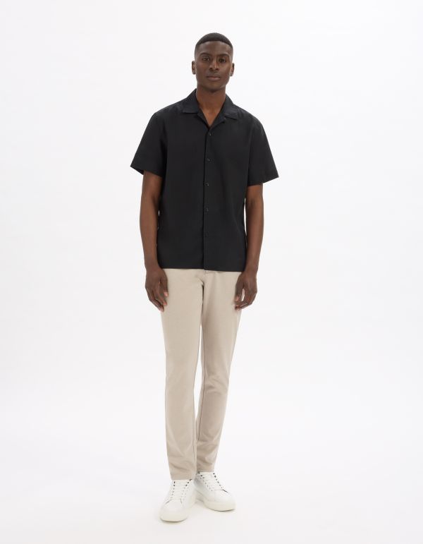 Chemisette regular en lin et coton - noir