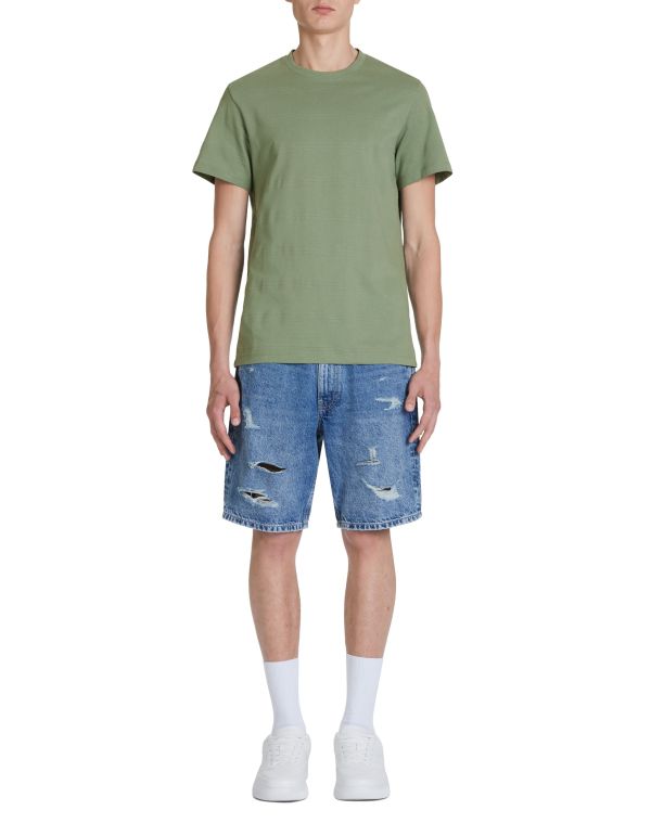 T-shirt col rond en coton - vert