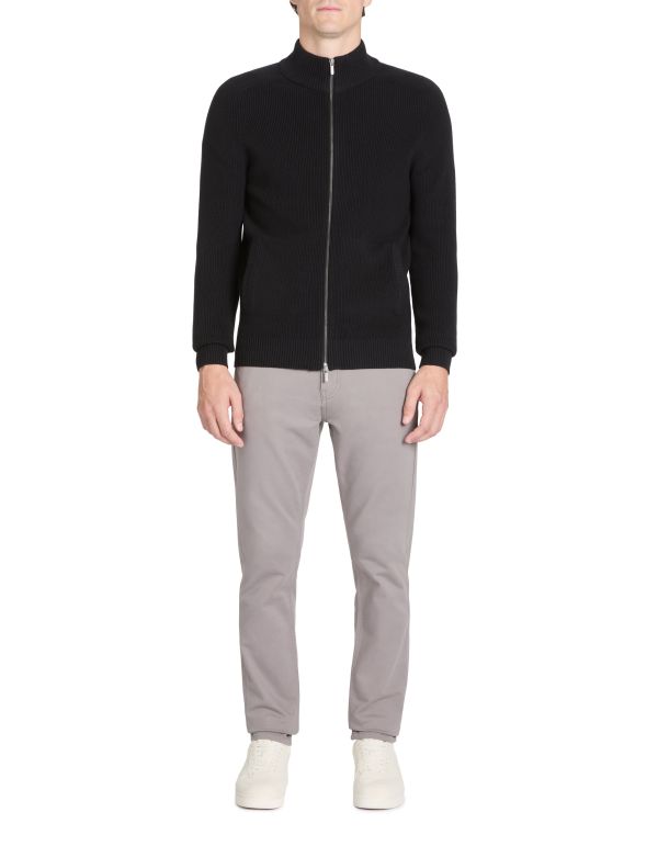 Cardigan col montant en coton - noir