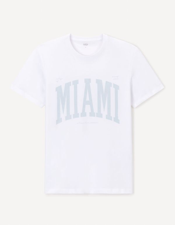 T-shirt col rond en coton - blanc