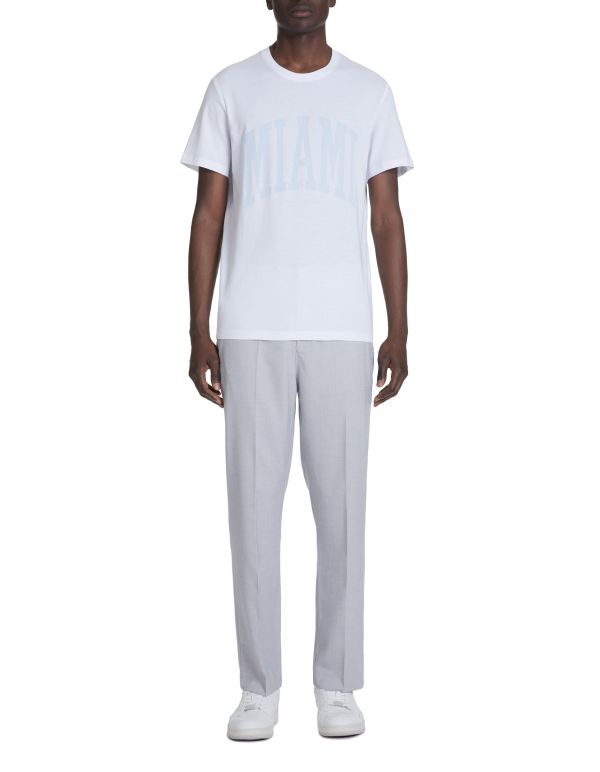 T-shirt col rond en coton - blanc