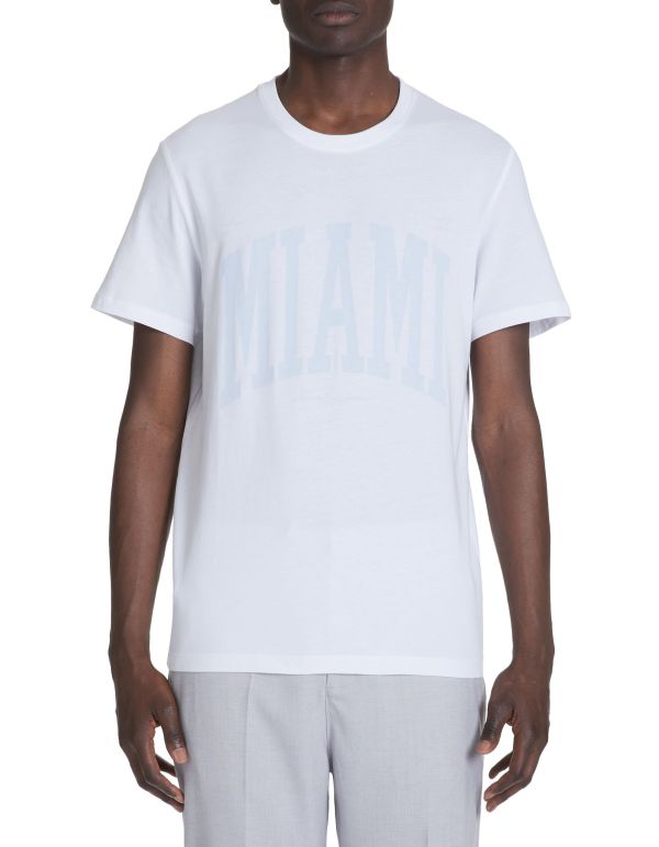 T-shirt col rond en coton - blanc