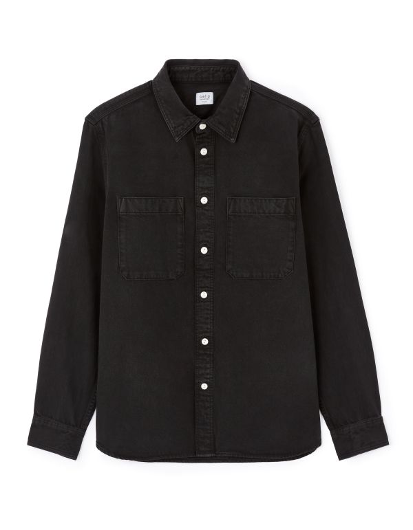 Chemise regular casual en coton - noir