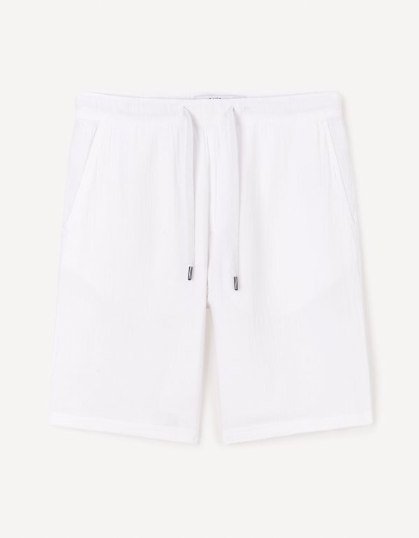 Bermuda en gaze de coton - blanc