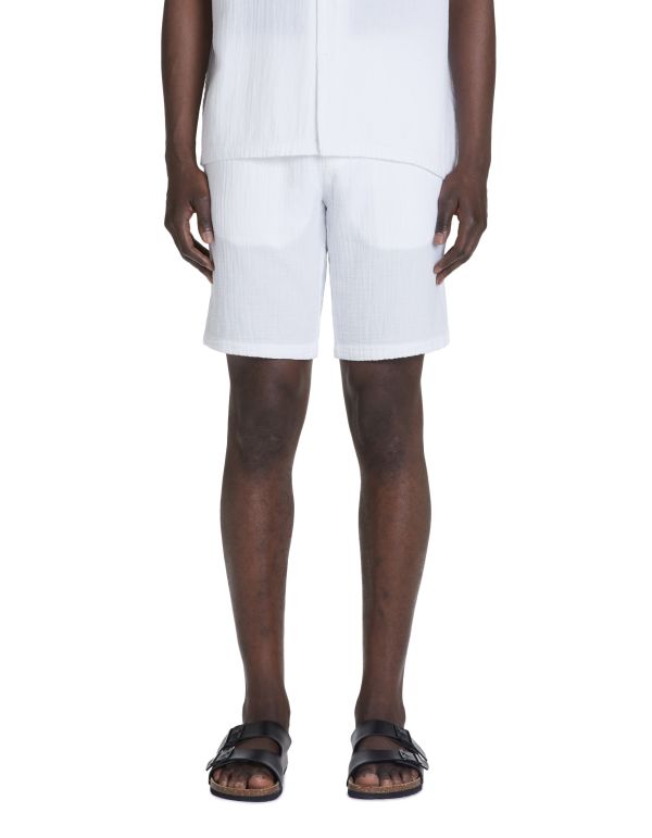 Bermuda en gaze de coton - blanc