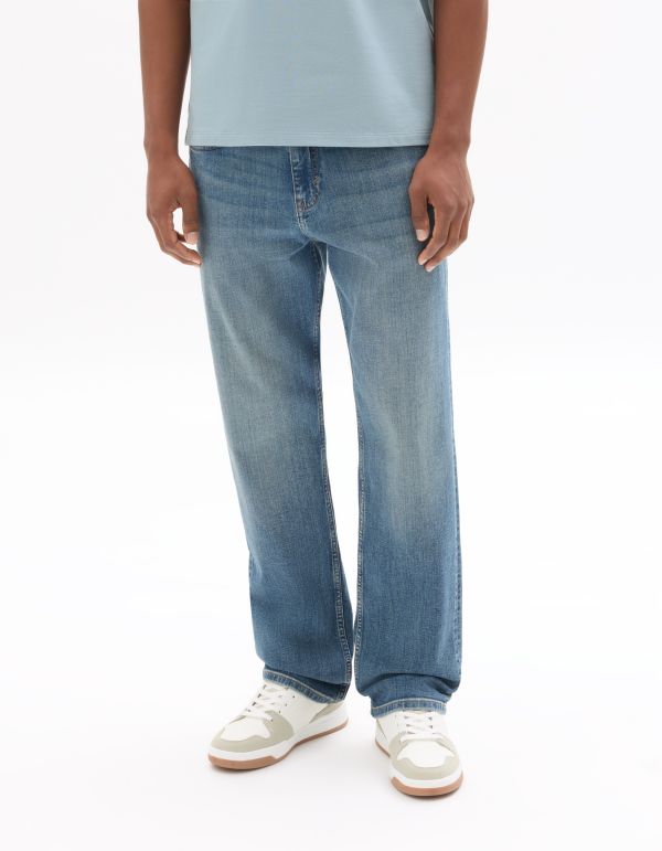 Jean straight coton stretch - bleu délavé