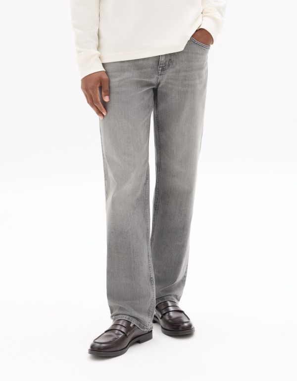 Jean straight coton stretch - gris clair