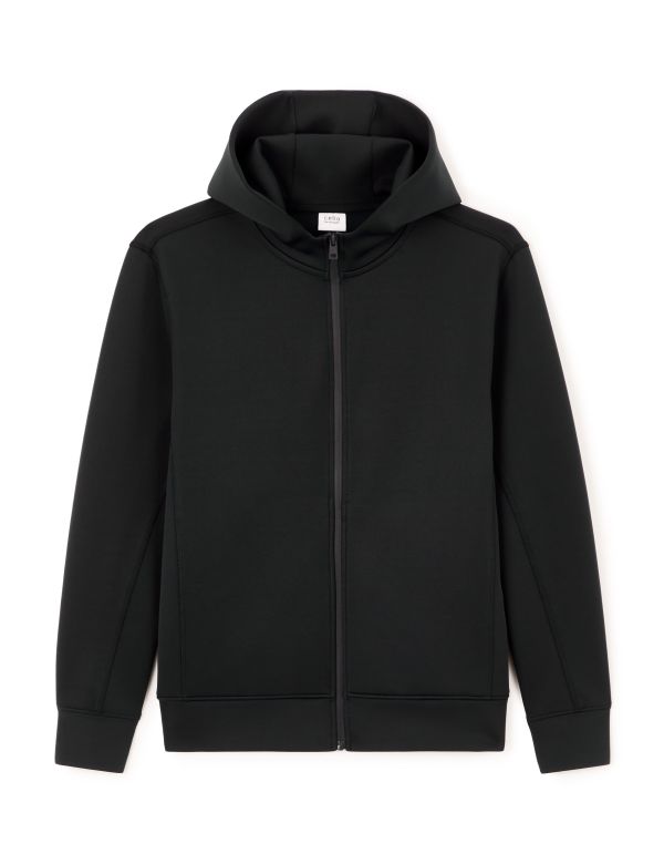 Sweat zippé à capuche regular coton stretch - noir