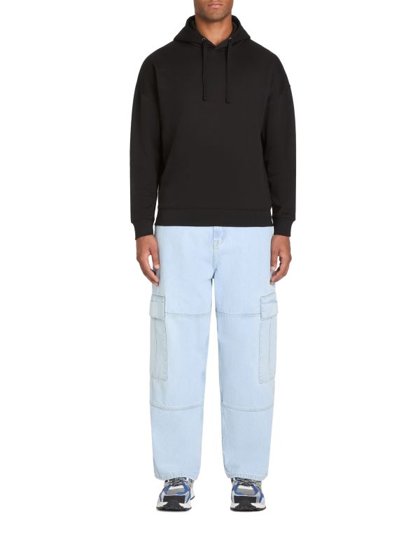 Sweat oversize à capuche coton mélangé - noir