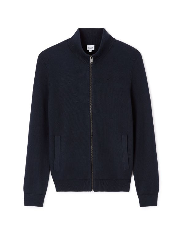 Cardigan col montant 100% coton - marine