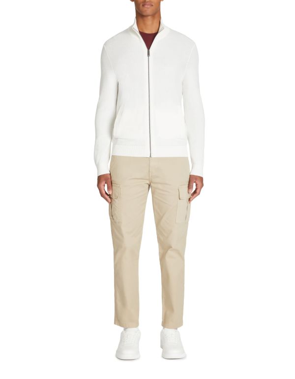 Cardigan col montant en coton - beige