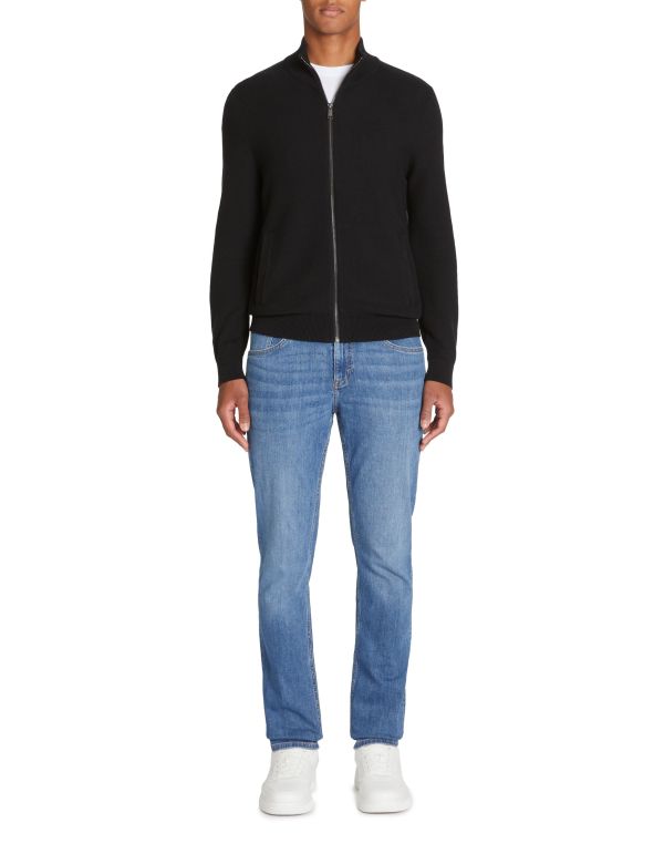 Cardigan col montant en coton - noir