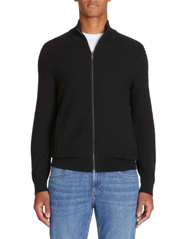 Cardigan col montant en coton - noir