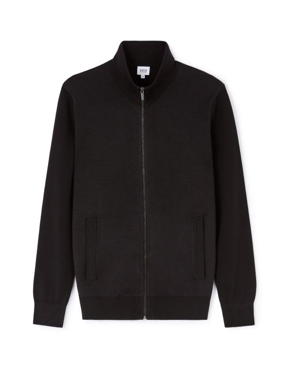 Gilet zippé col montant 100% coton - noir