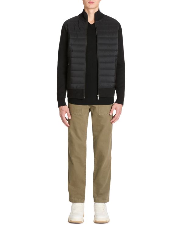 Veste blouson col montant en coton mélangé - noir