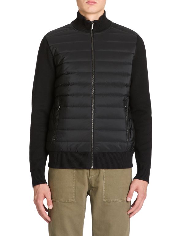Veste blouson col montant en coton mélangé - noir