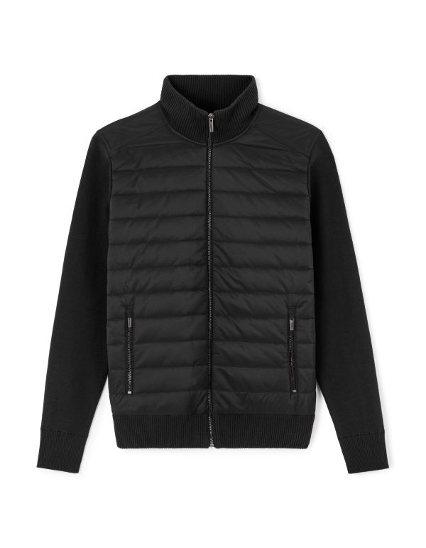 Veste blouson col montant en coton mélangé - noir