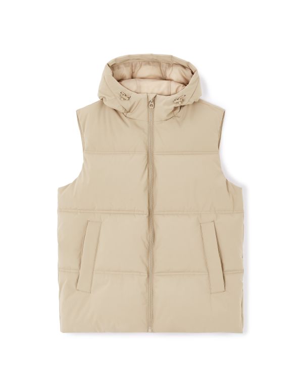 Doudoune chaude à capuche sans manches - beige