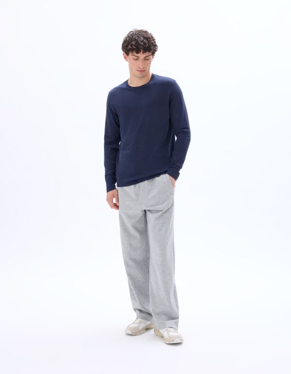 T-shirt regular 100% coton manches longues - marine