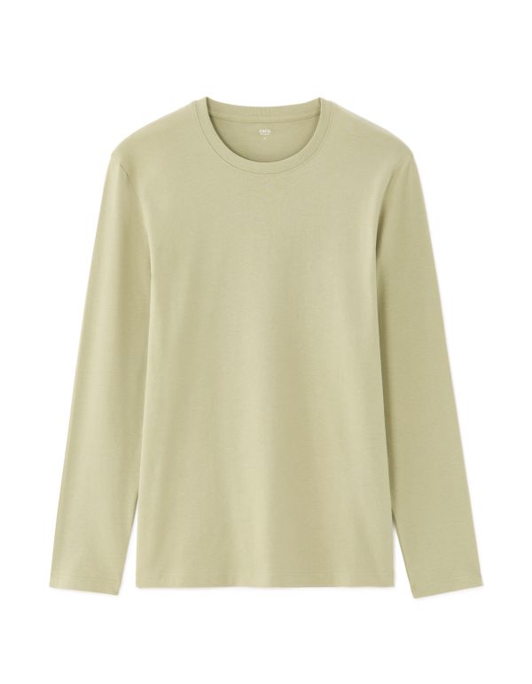 T-shirt regular 100% coton manches longues - vert