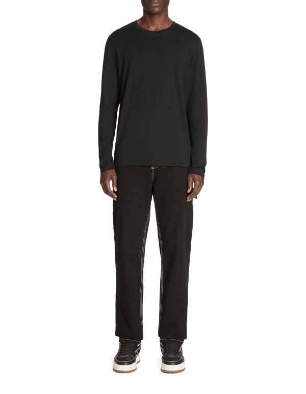 T-shirt straight 100% coton manches longues - noir