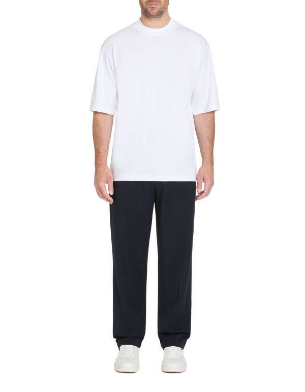 T-shirt col rond en coton mélangé - blanc