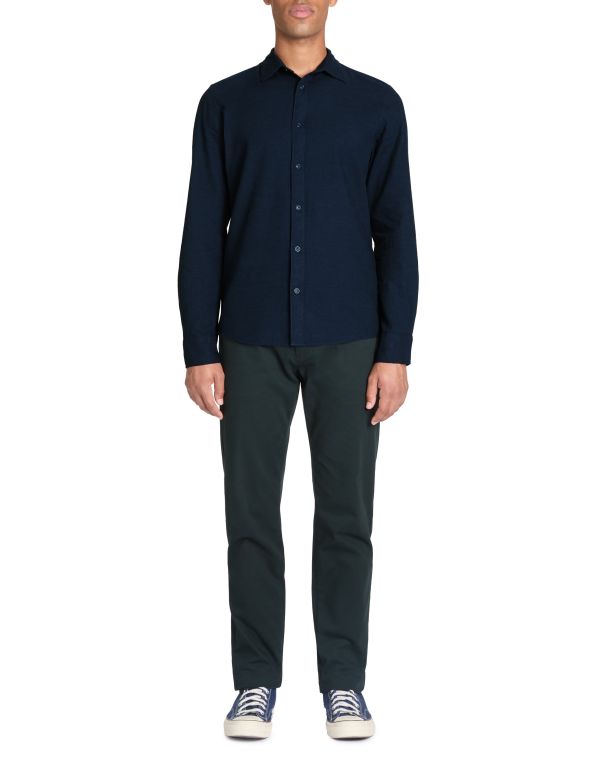 Chemise regular en flanelle uni - marine