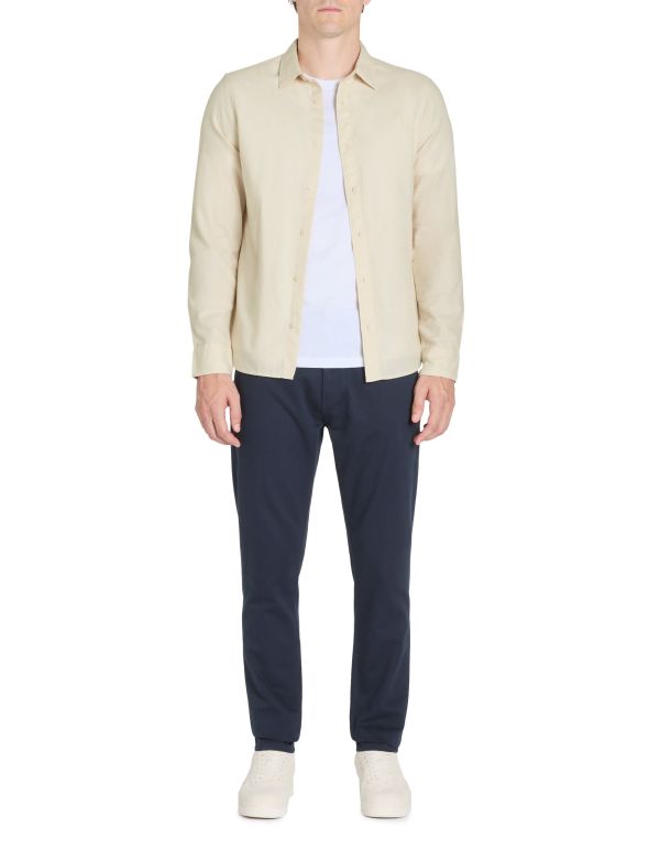 Chemise regular en flanelle uni - beige